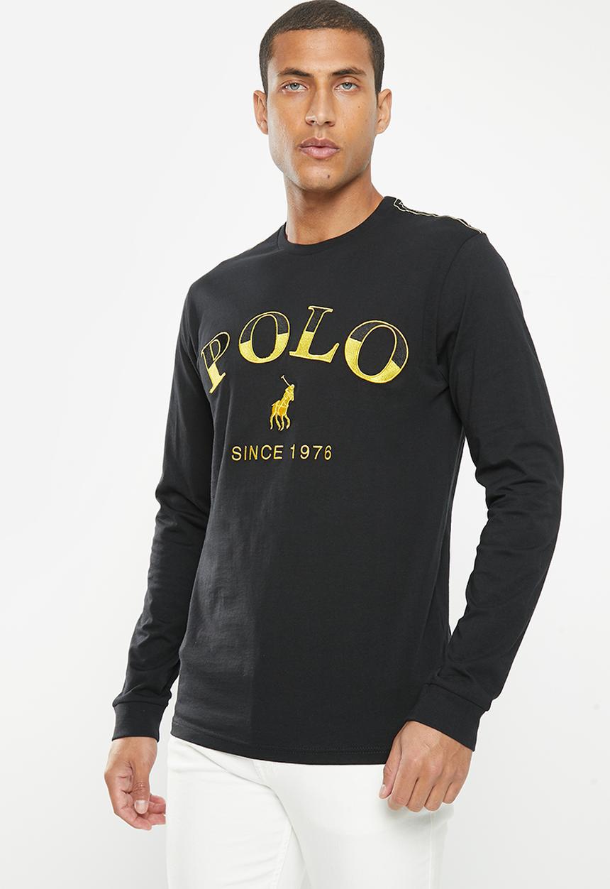 POLO - Mens logo embroidery long sleeve tee - black