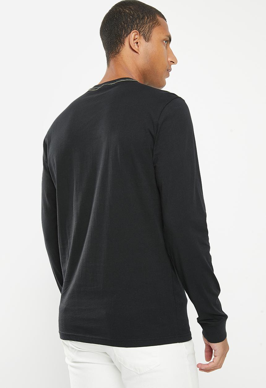 POLO - Mens logo embroidery long sleeve tee - black