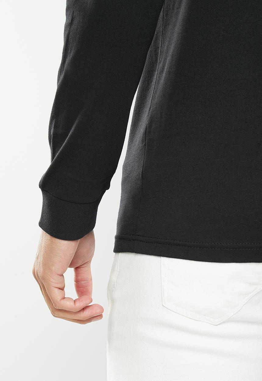POLO - Mens logo embroidery long sleeve tee - black