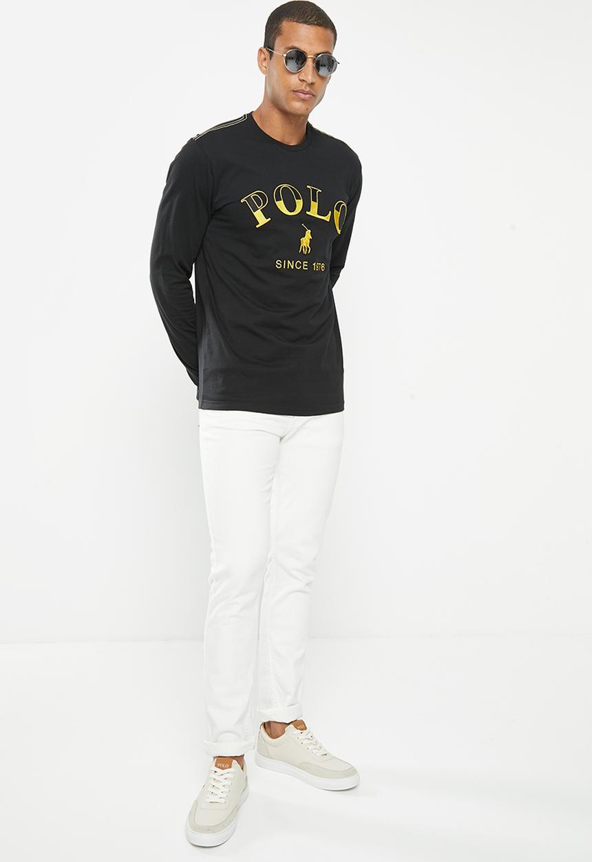 POLO - Mens logo embroidery long sleeve tee - black