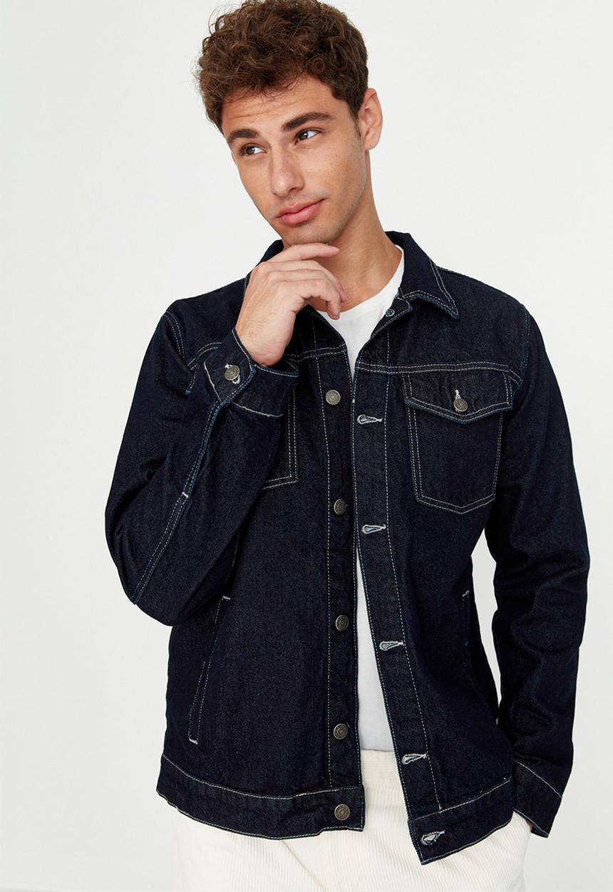 Trendyol - Workwear denim trucker - dark navy