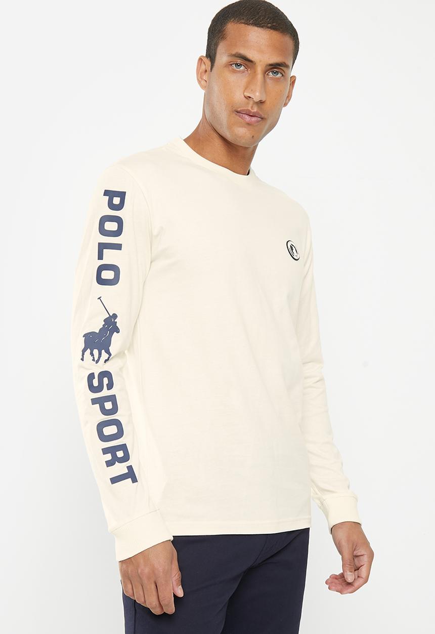 POLO - Men sport sleeve print long sleeve tee - white