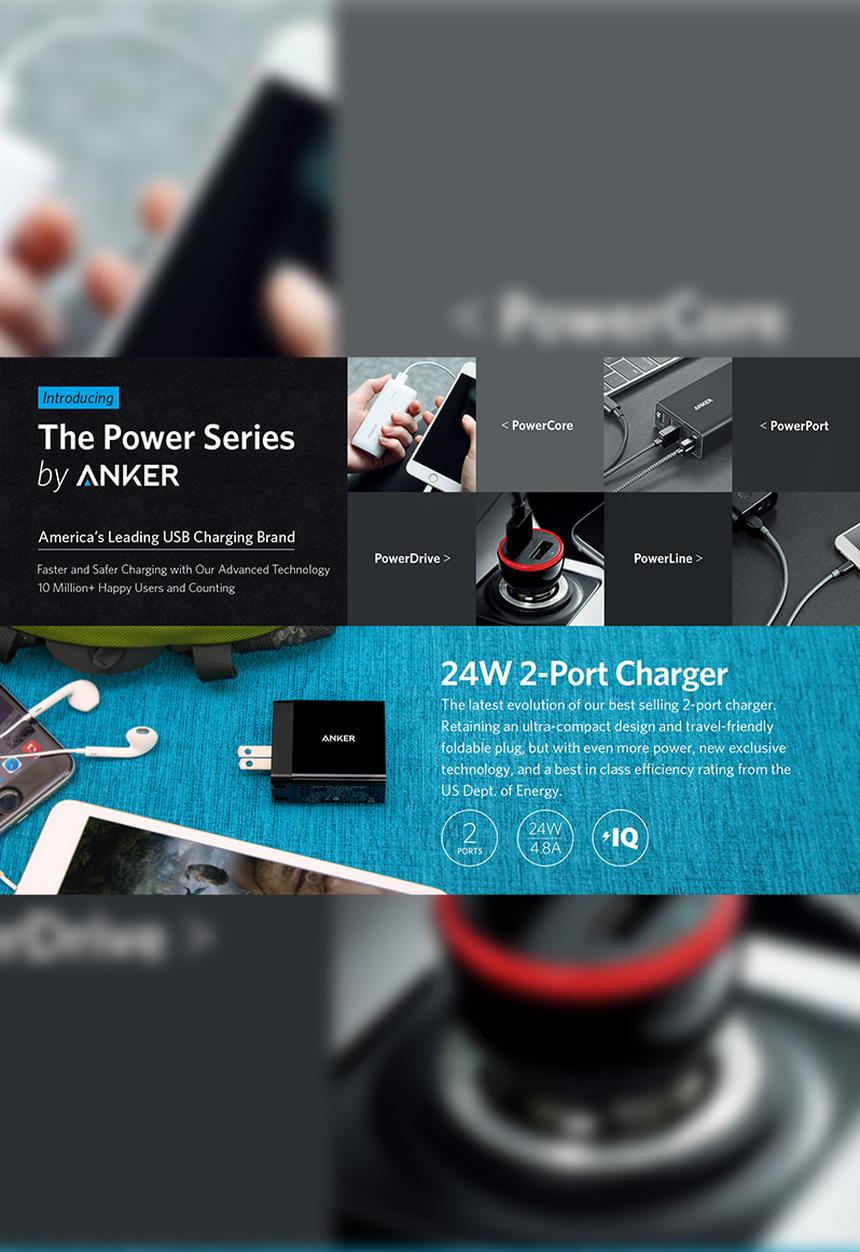 Anker - 2-Port USB Wall Charger 24W-Black
