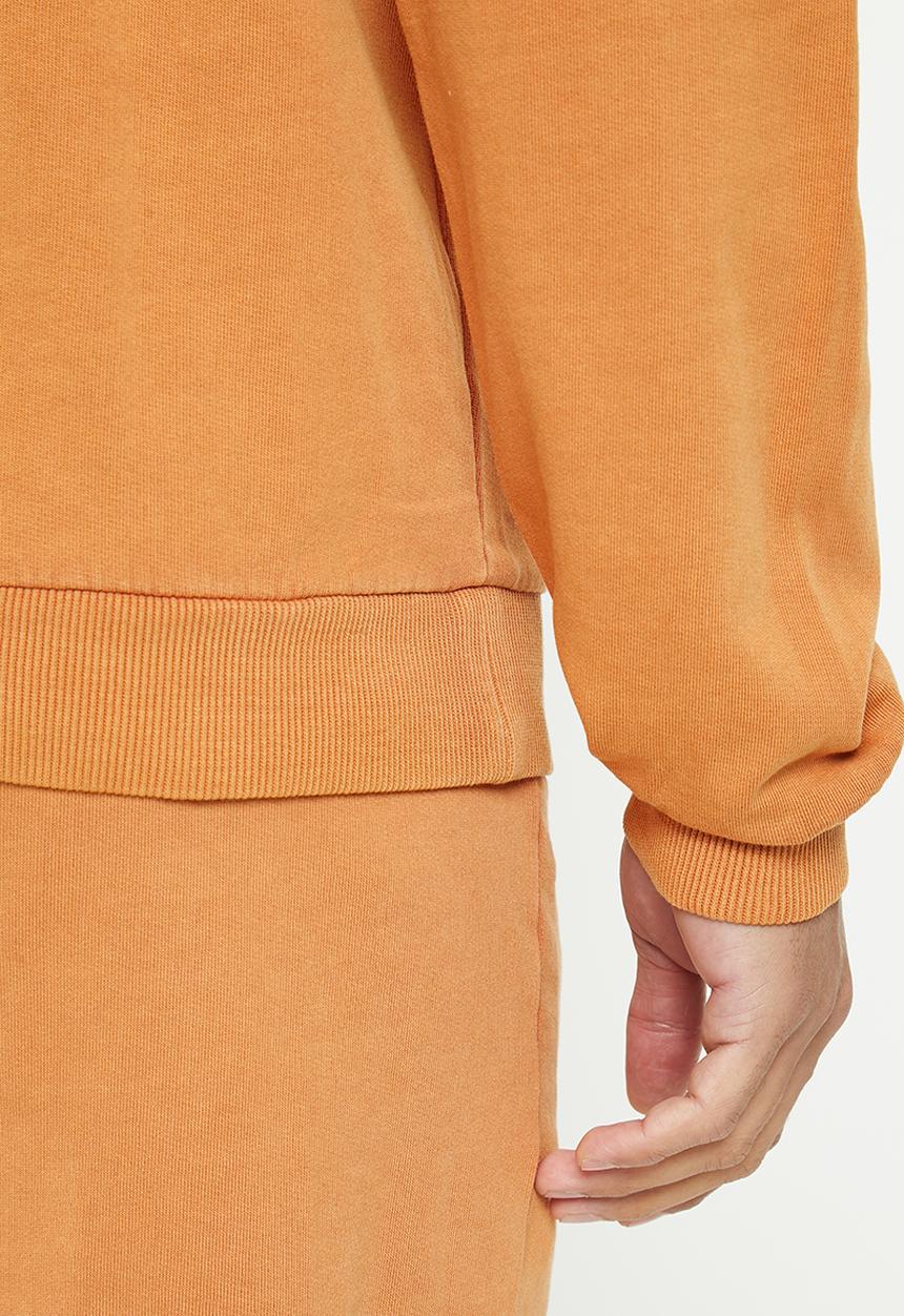 POLO - Men pjc overdyed qtr zip sweat top - camel