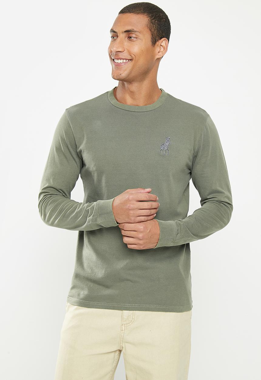POLO - Mens pjc overdyed printed long sleeve tee - charcoal