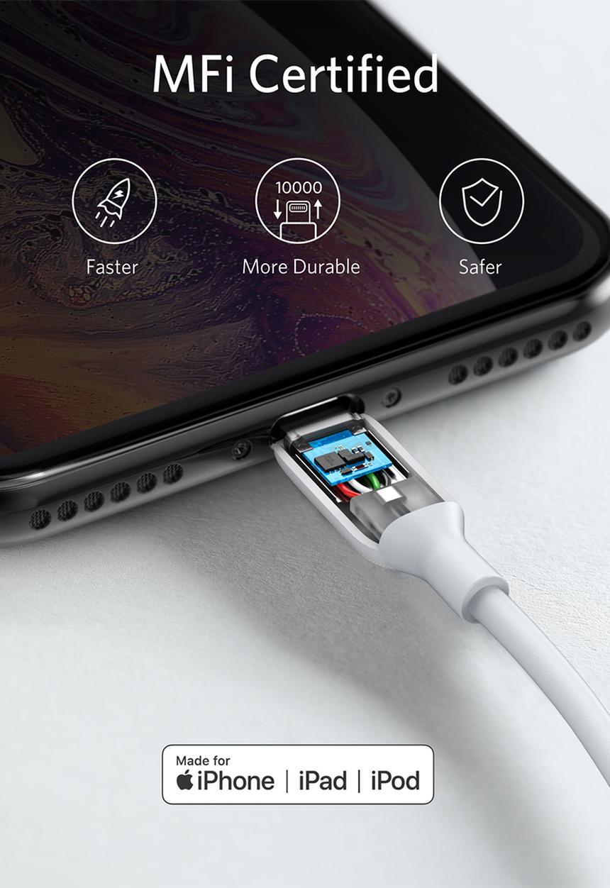 Anker - PowerLine III Lightning Cable- White