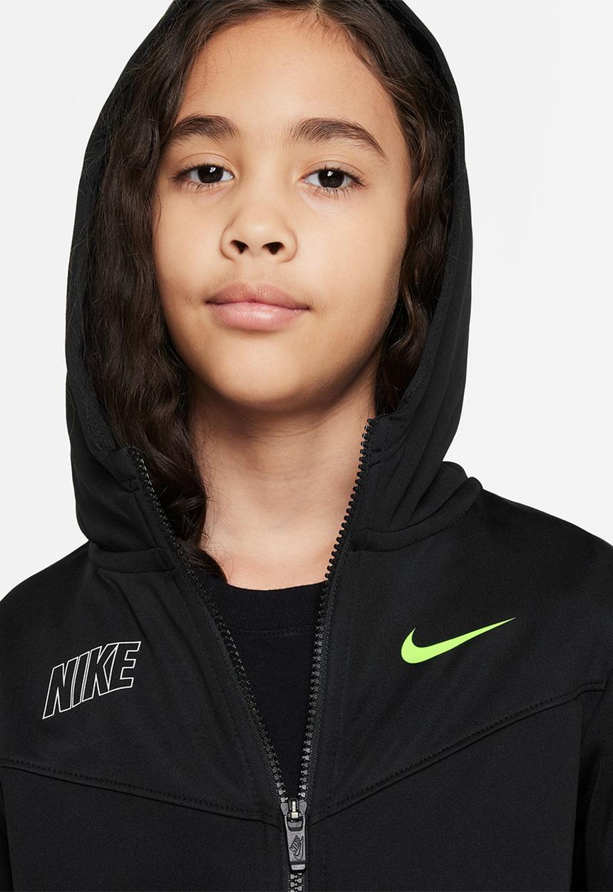Nike - B nsw repeat sw pk fz hoodie - black/black/volt