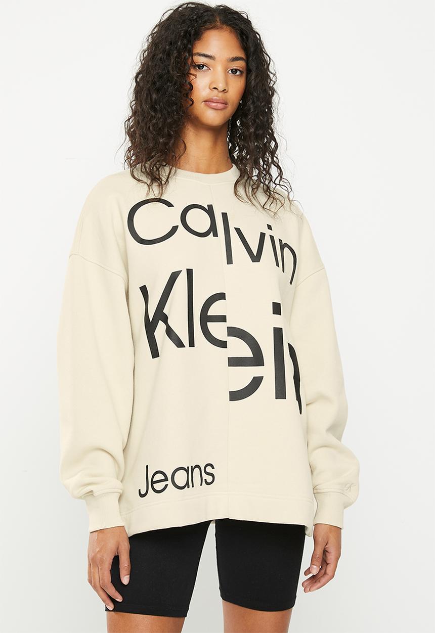 Calvin Klein - Bold disrupted logo sweatshirt - eggshell & black