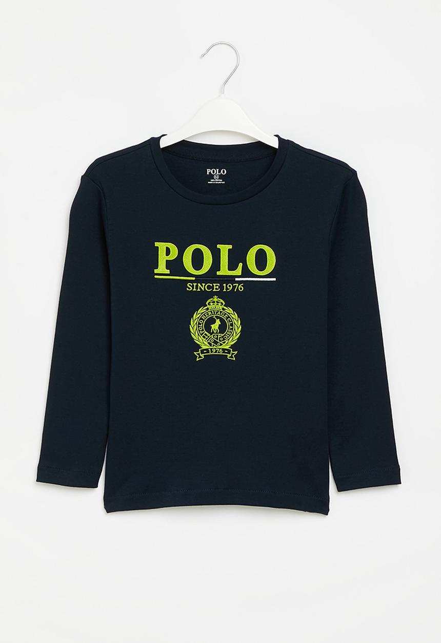 POLO - Boys kai crested long sleeve tee - navy