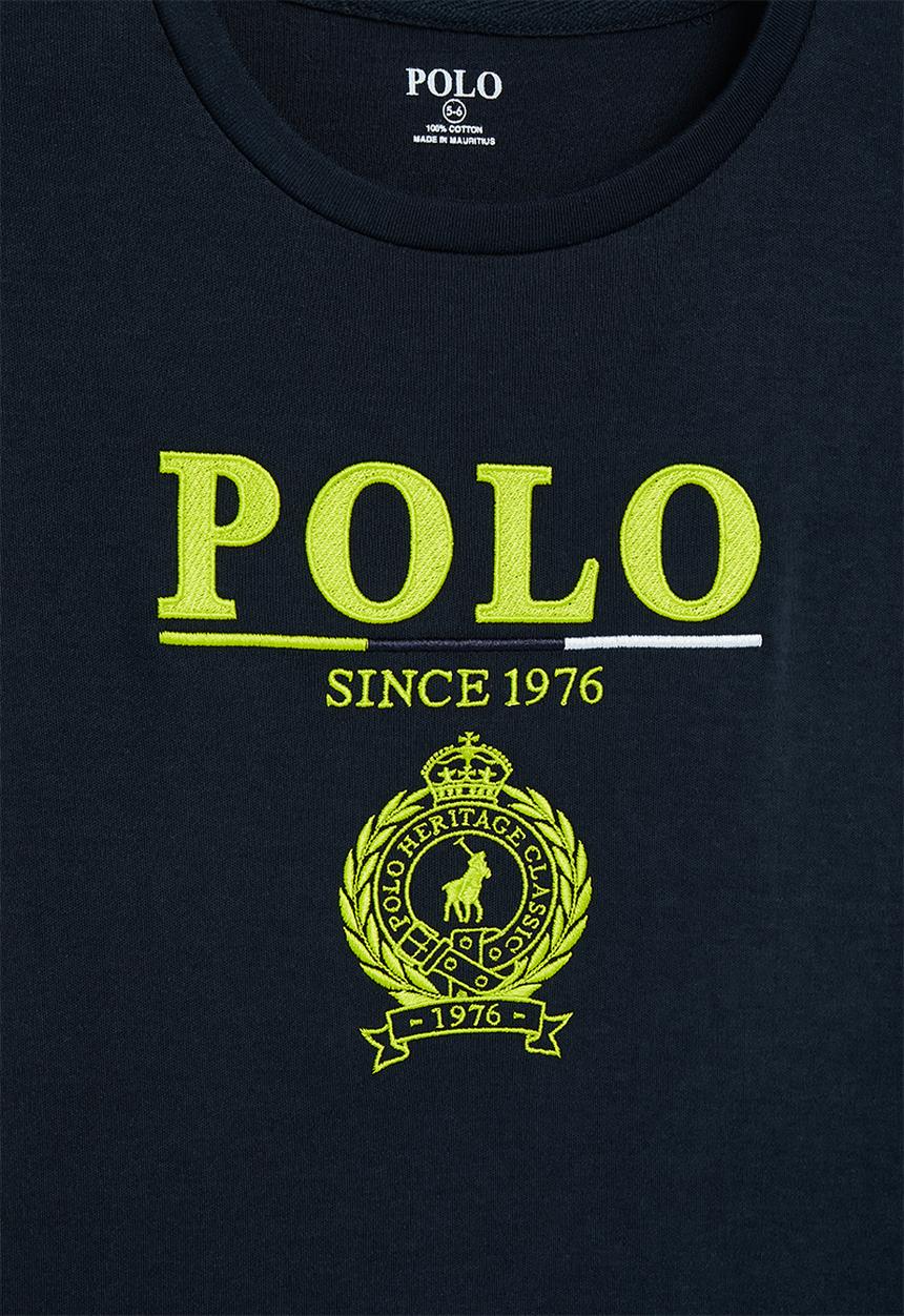 POLO - Boys kai crested long sleeve tee - navy