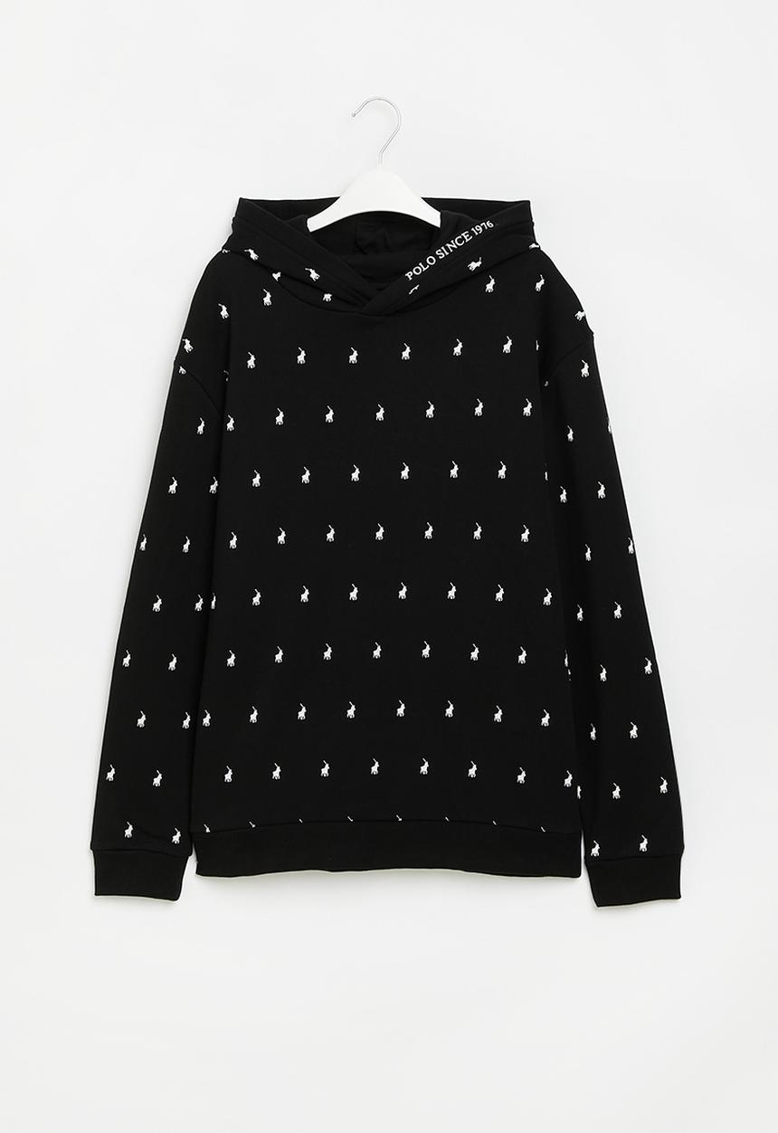 POLO - Boys blake monogram hoody - black