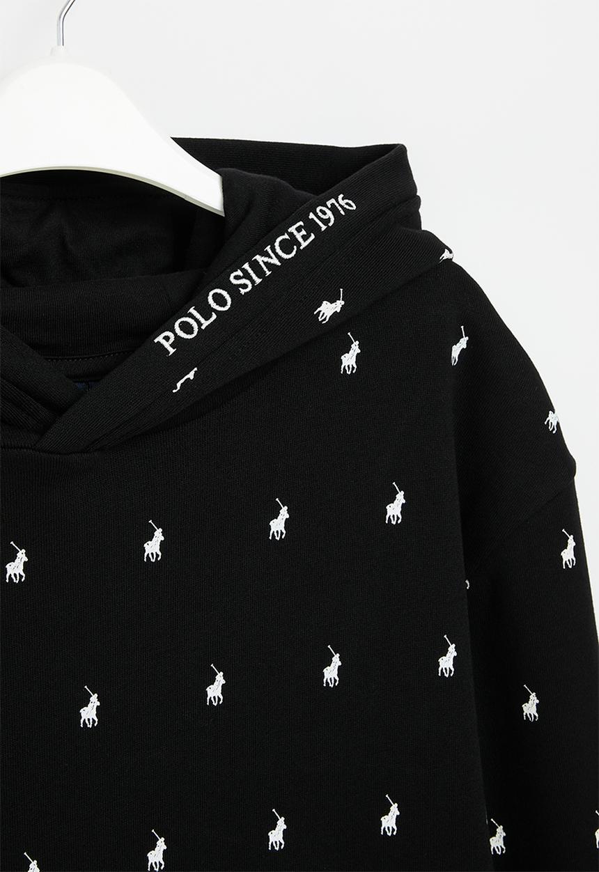 POLO - Boys blake monogram hoody - black