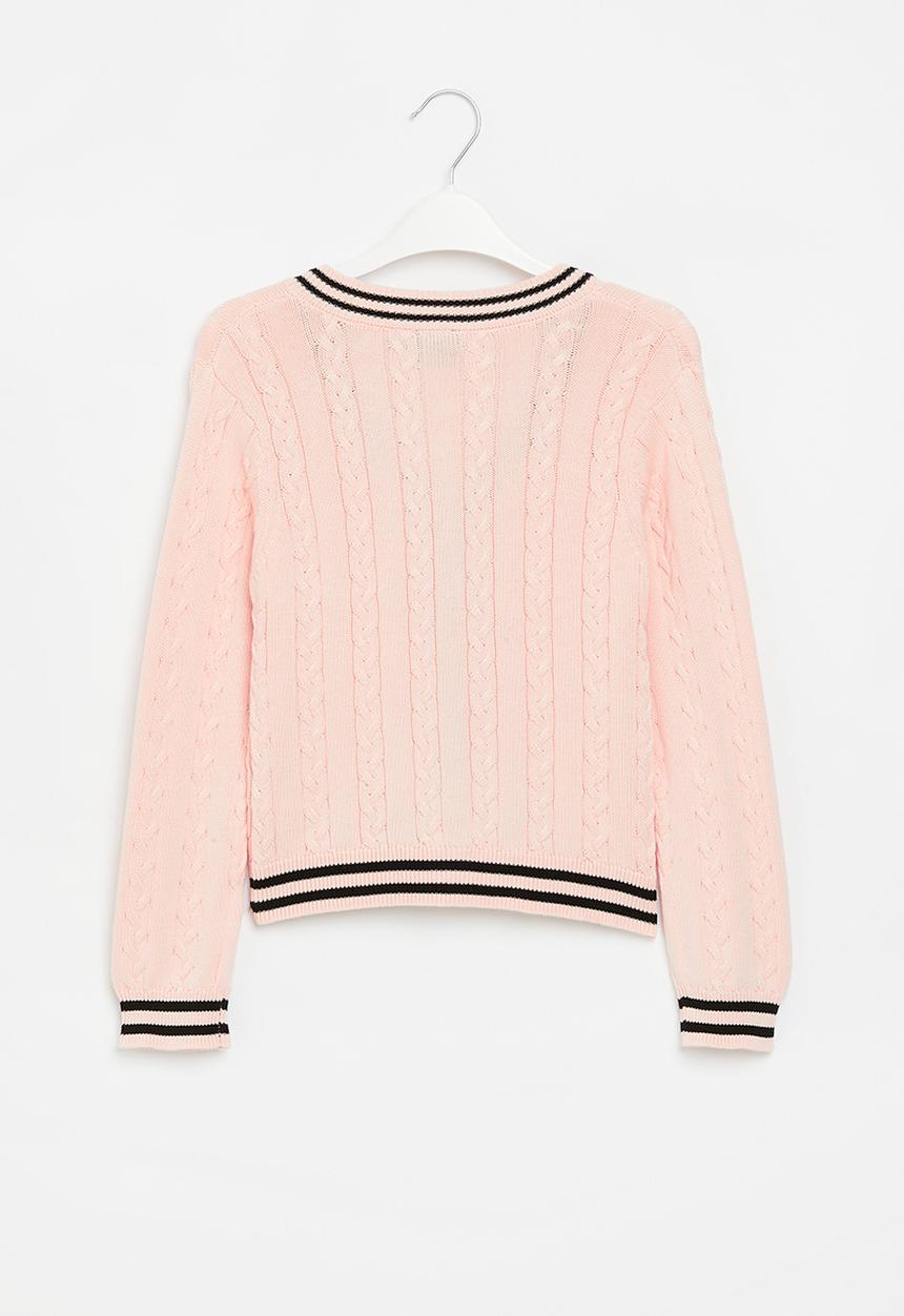 POLO - Girls ashley cable knitted cardigan - pink