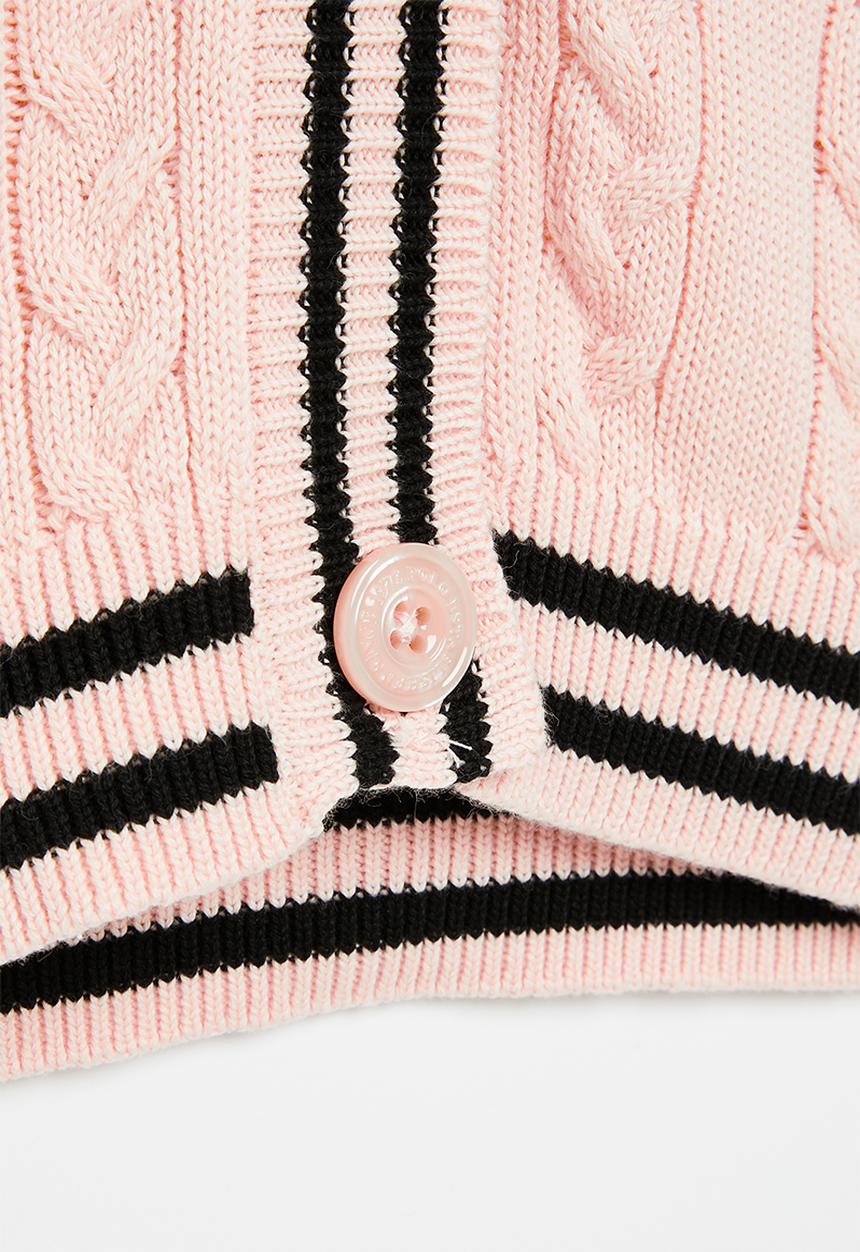 POLO - Girls ashley cable knitted cardigan - pink