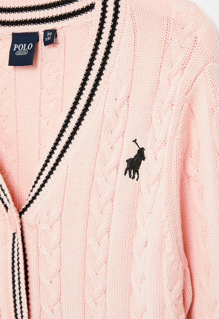 POLO - Girls ashley cable knitted cardigan - pink