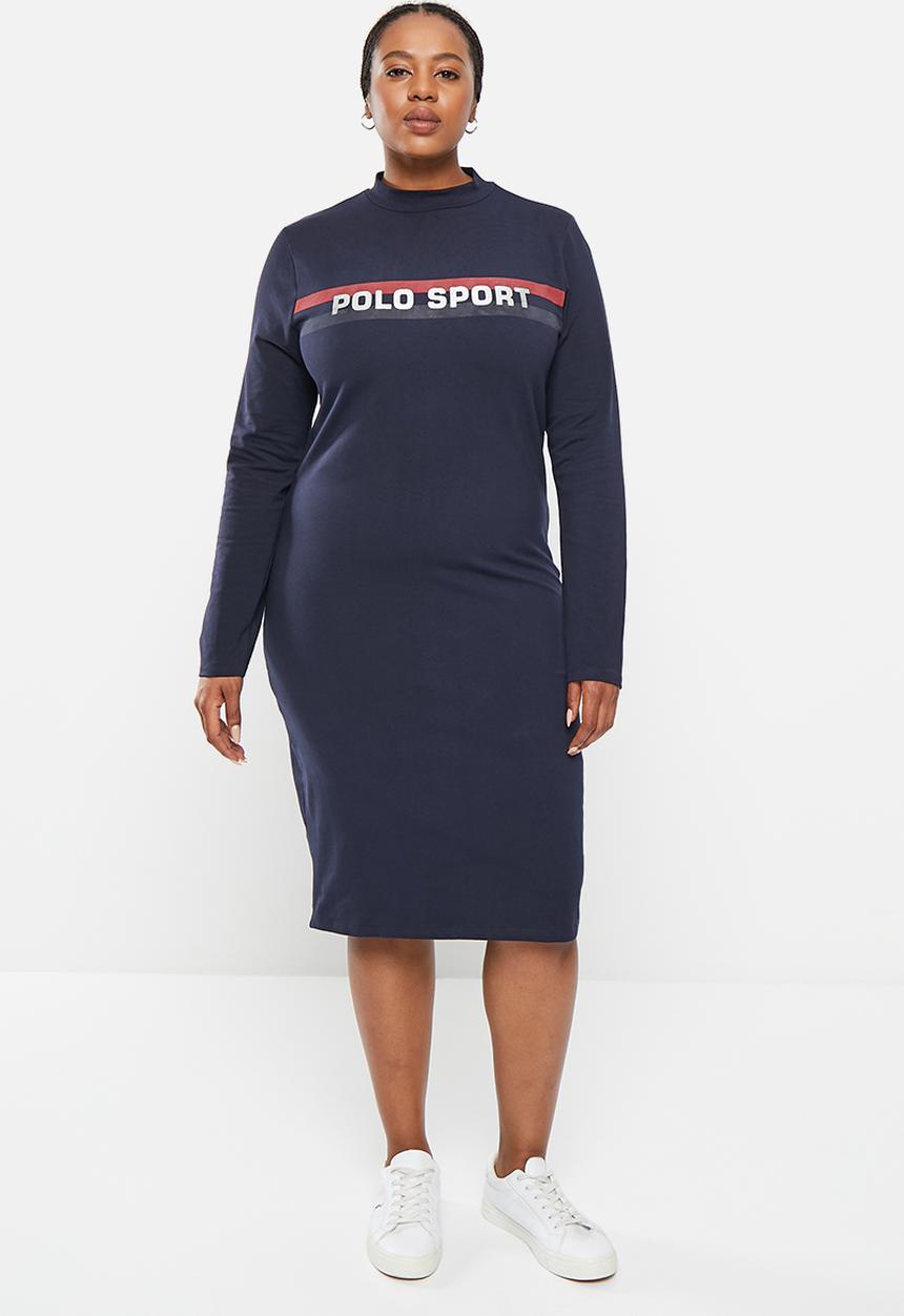 POLO - Plus wmn sport long sleeve dress - navy