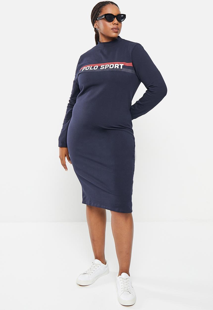 POLO - Plus wmn sport long sleeve dress - navy