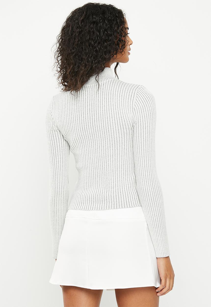 Supré  - Marcie mock neck cardigan - dove grey two tone