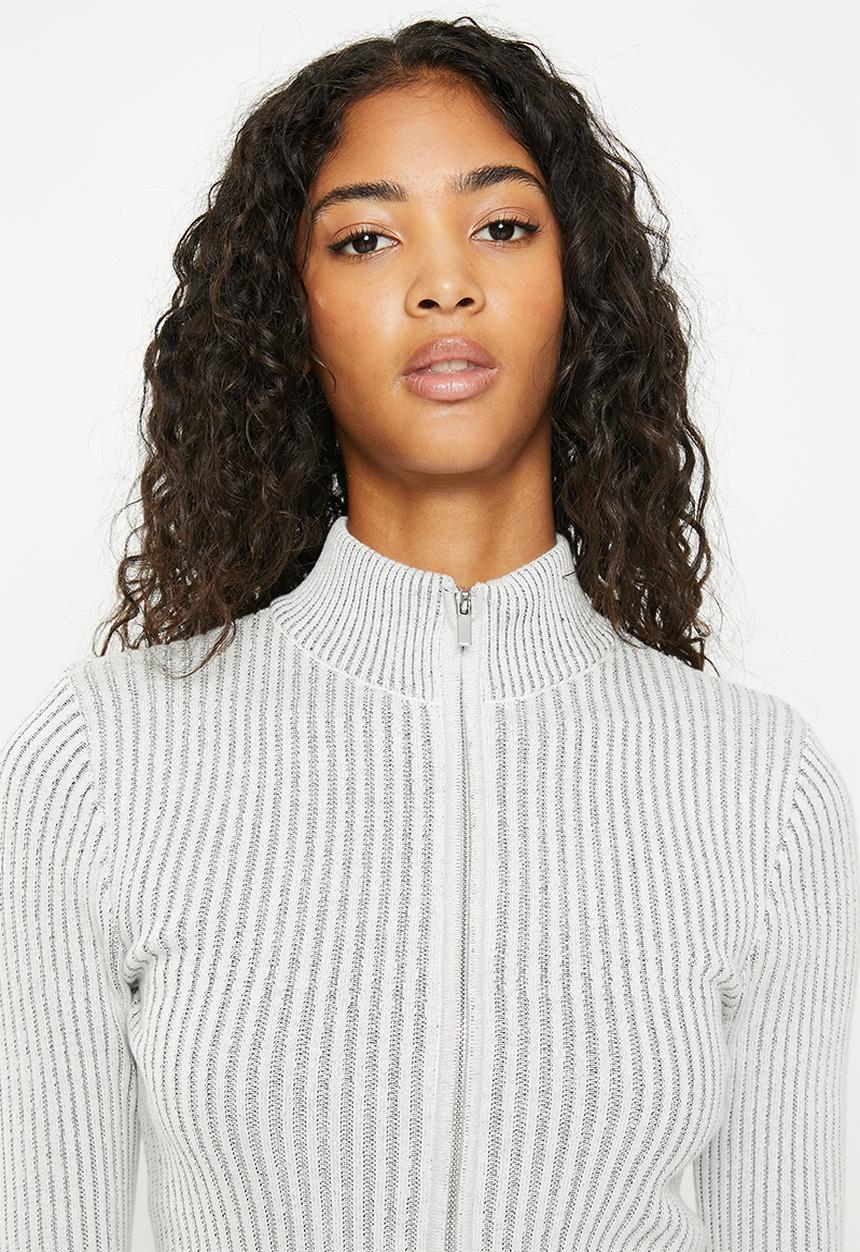 Supré  - Marcie mock neck cardigan - dove grey two tone
