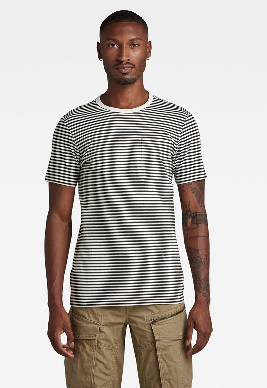 G-STAR - Stripe slim r t - milk/cloack stripe