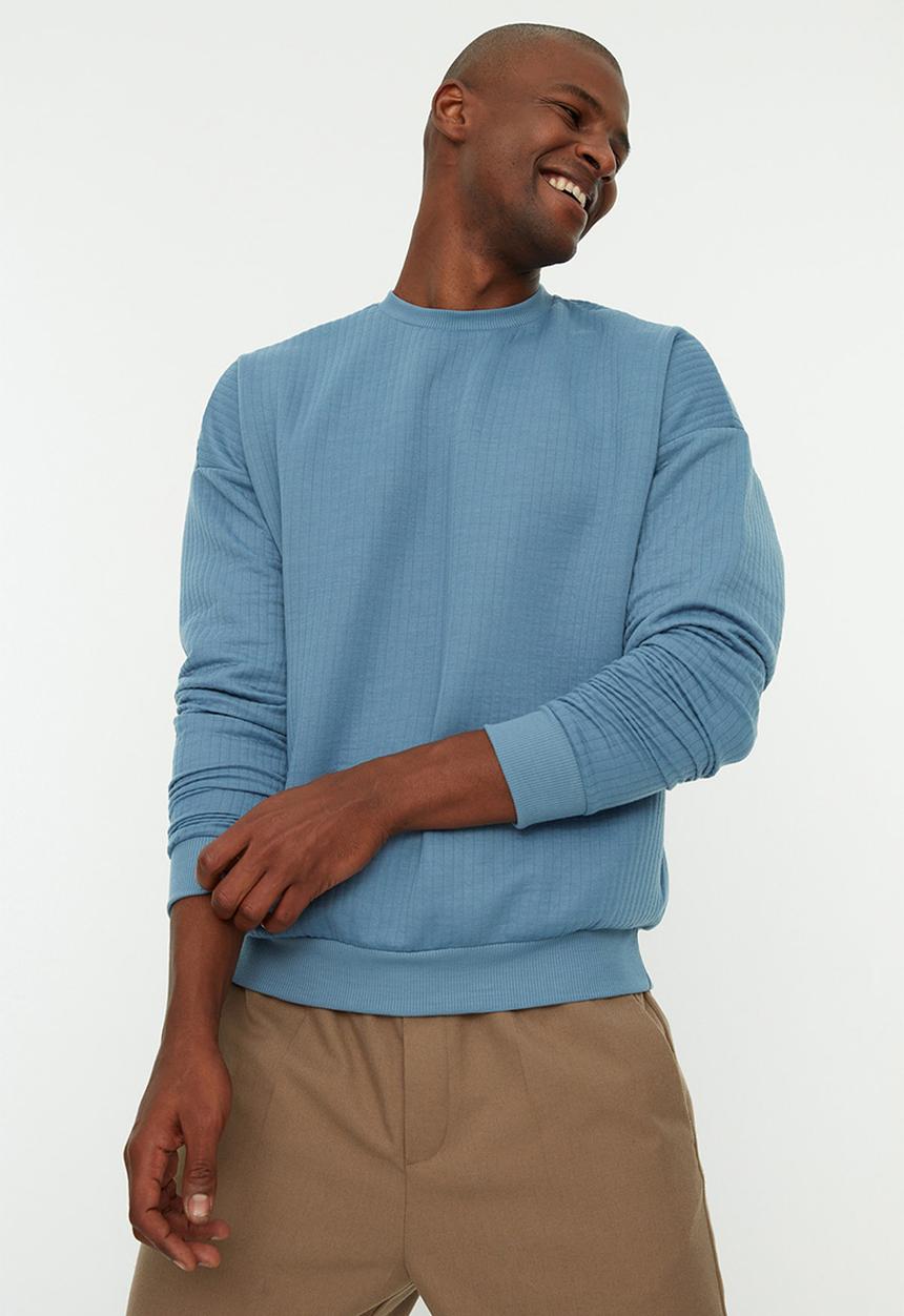 Trendyol - Washed essential crew - blue