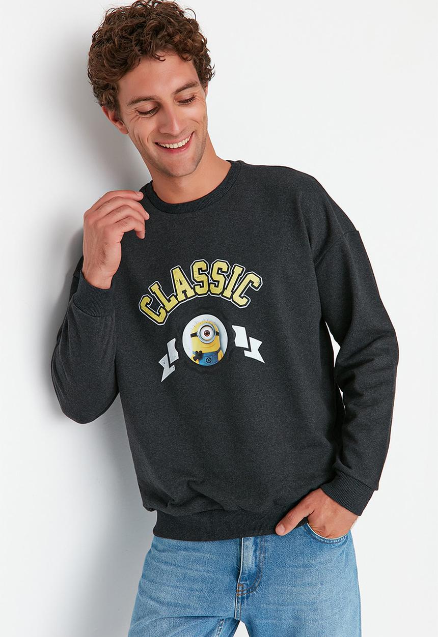 Trendyol - Printed fashion crew sweat - anthracite