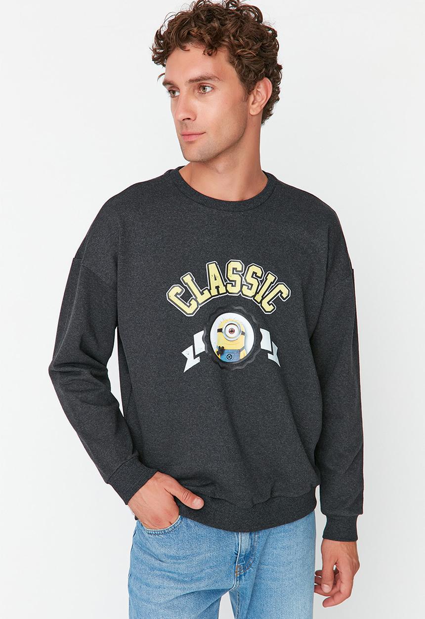 Trendyol - Printed fashion crew sweat - anthracite