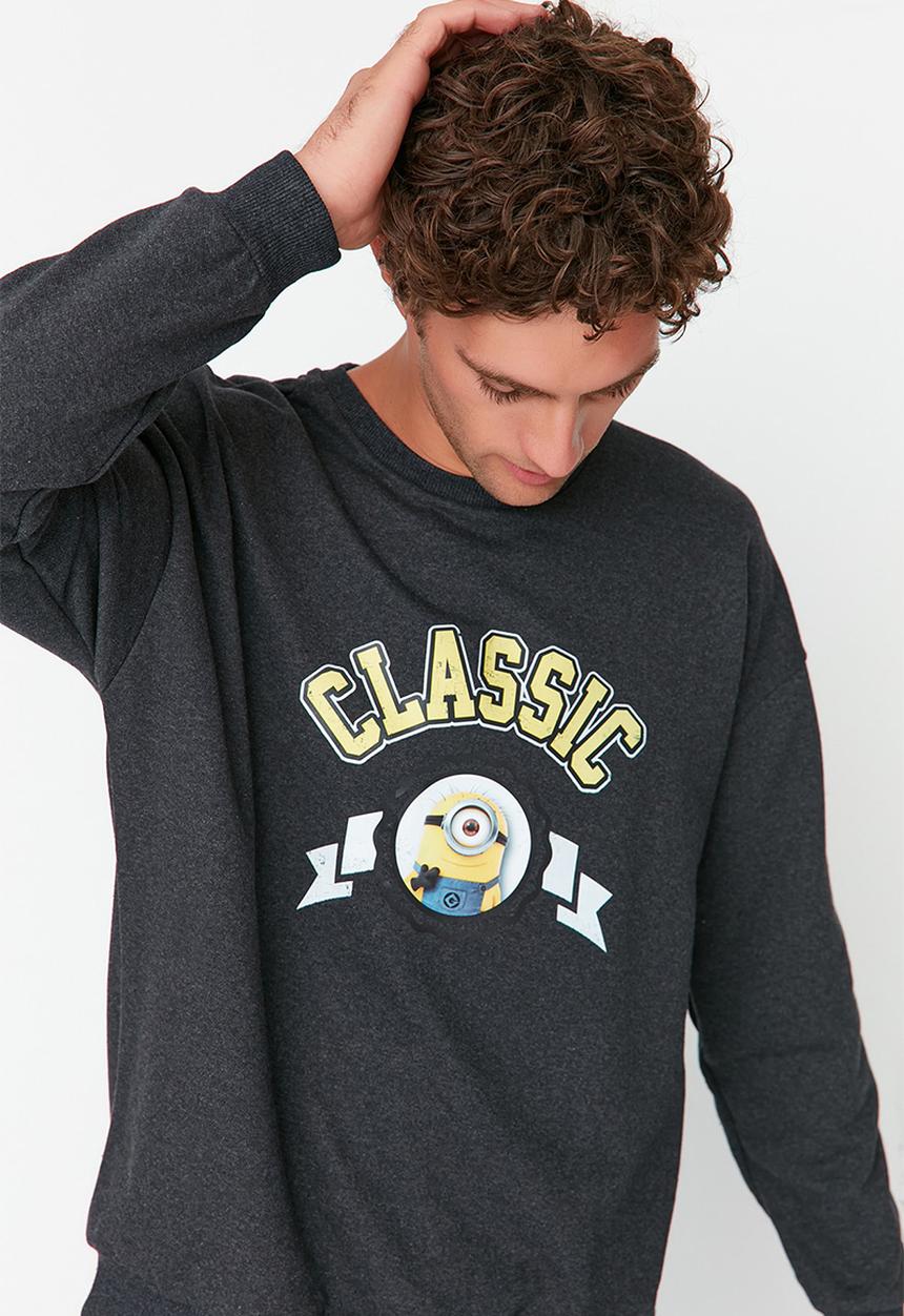 Trendyol - Printed fashion crew sweat - anthracite