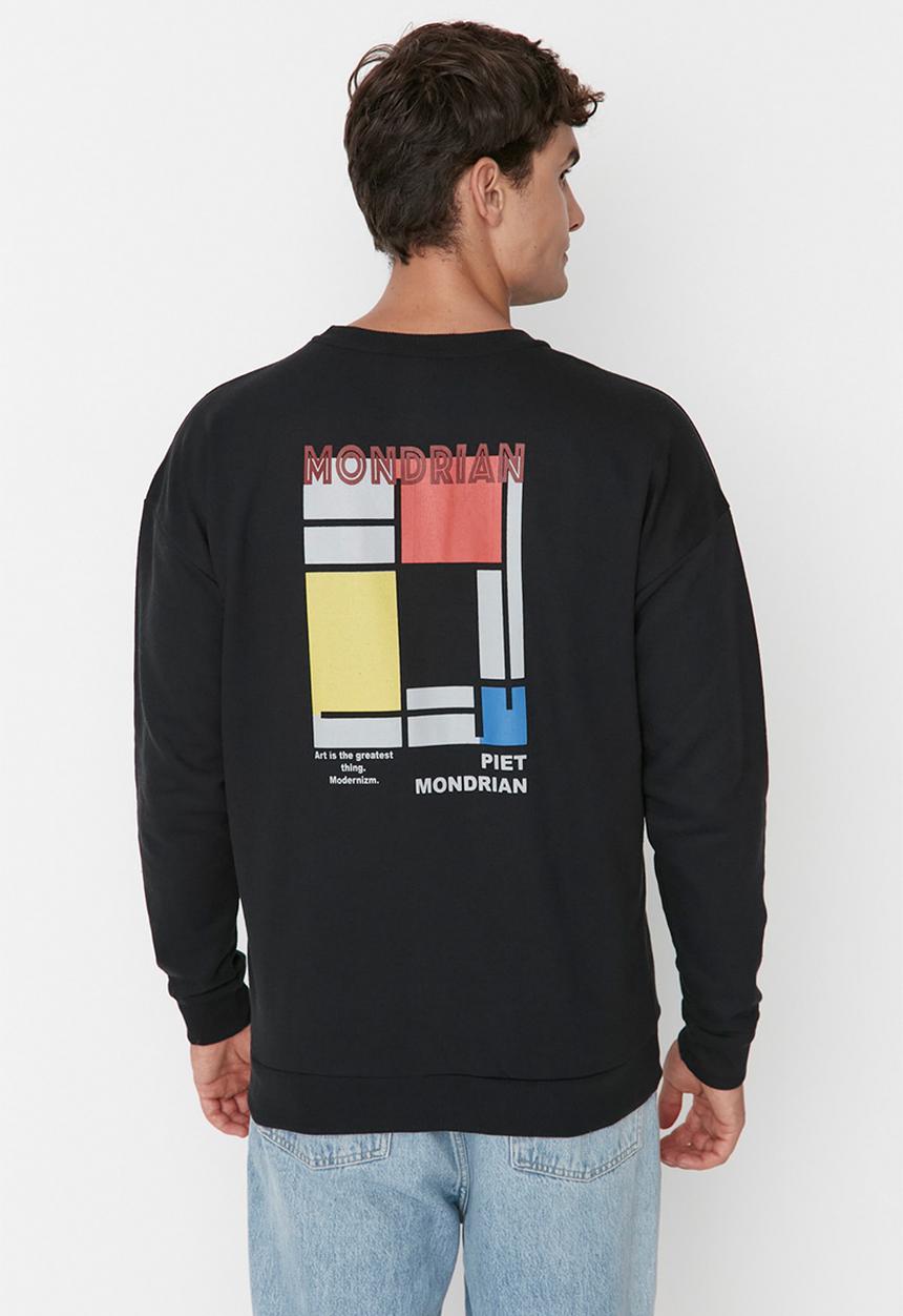 Trendyol - Printed fashion crew sweat - black