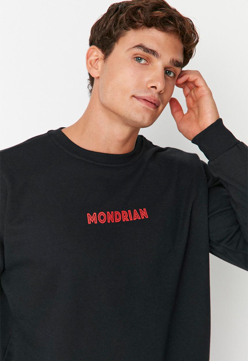 Trendyol - Printed fashion crew sweat - black