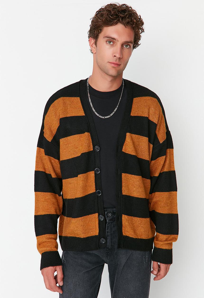 Trendyol - Stripe cardigan - black/orange