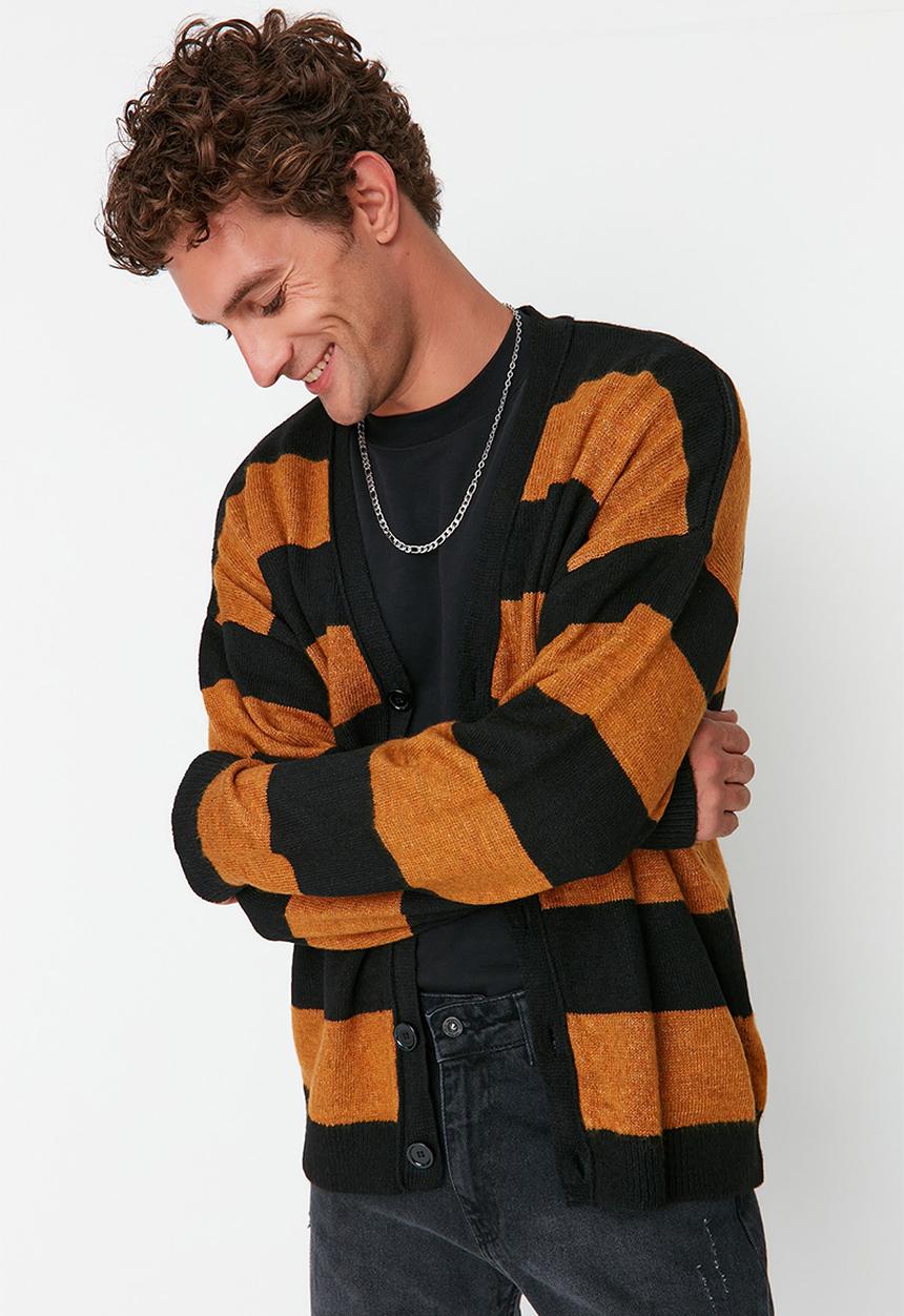 Trendyol - Stripe cardigan - black/orange