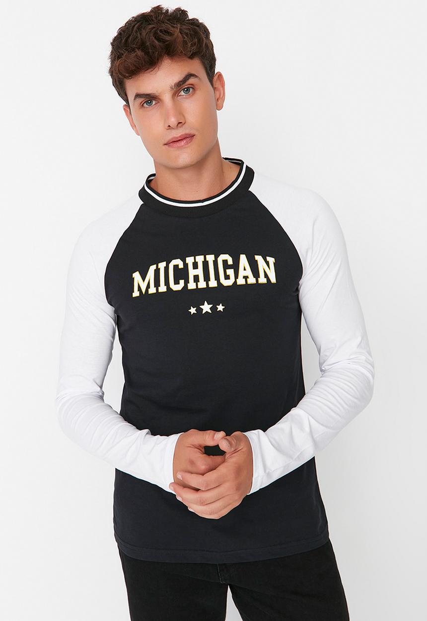 Trendyol - Long sleeve printed t-shirt - black