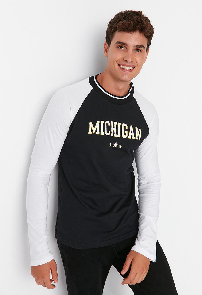 Trendyol - Long sleeve printed t-shirt - black