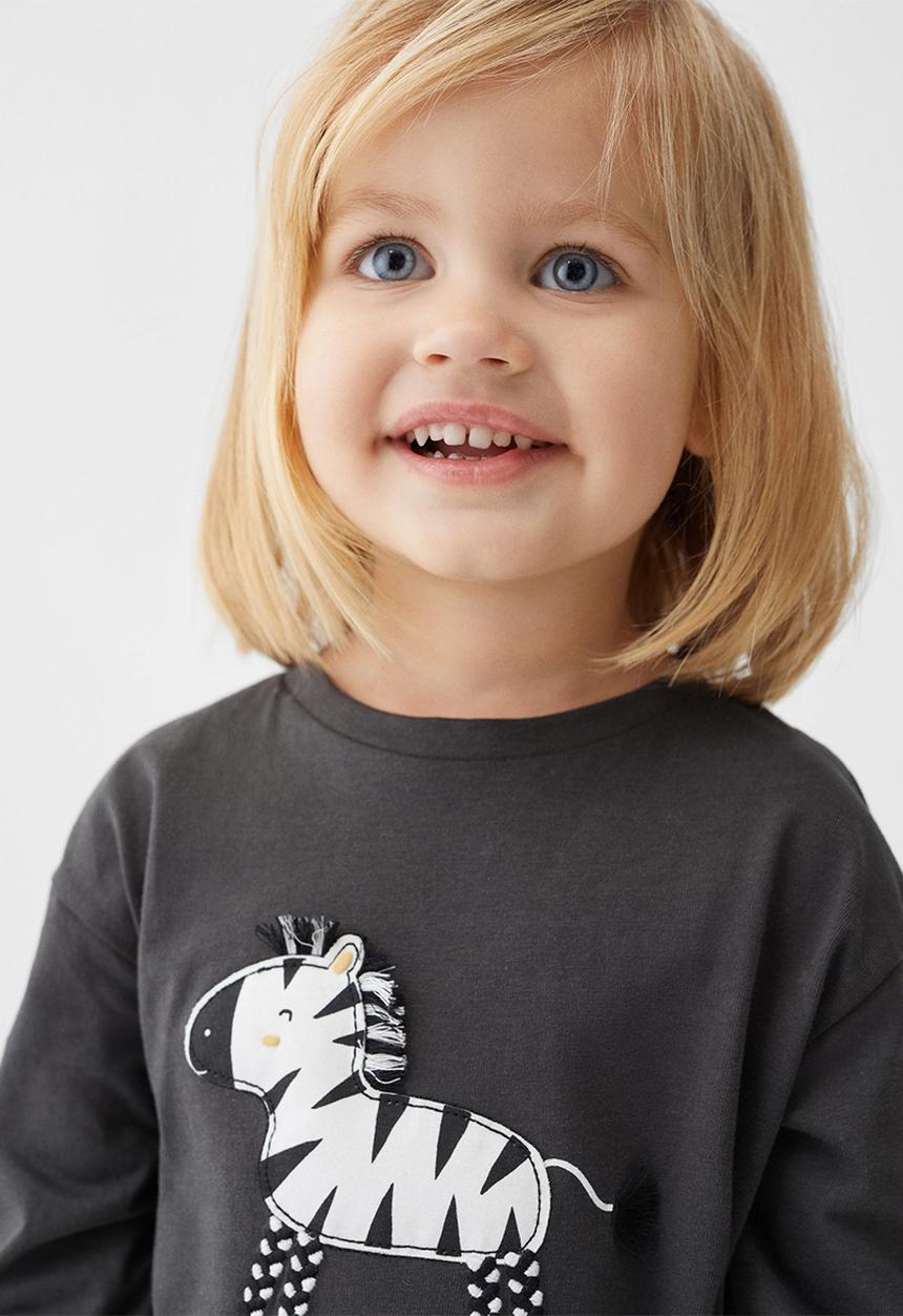 MANGO - T-shirt zebra - charcoal