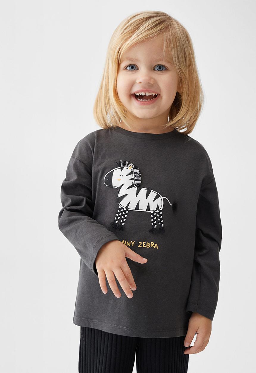 MANGO - T-shirt zebra - charcoal