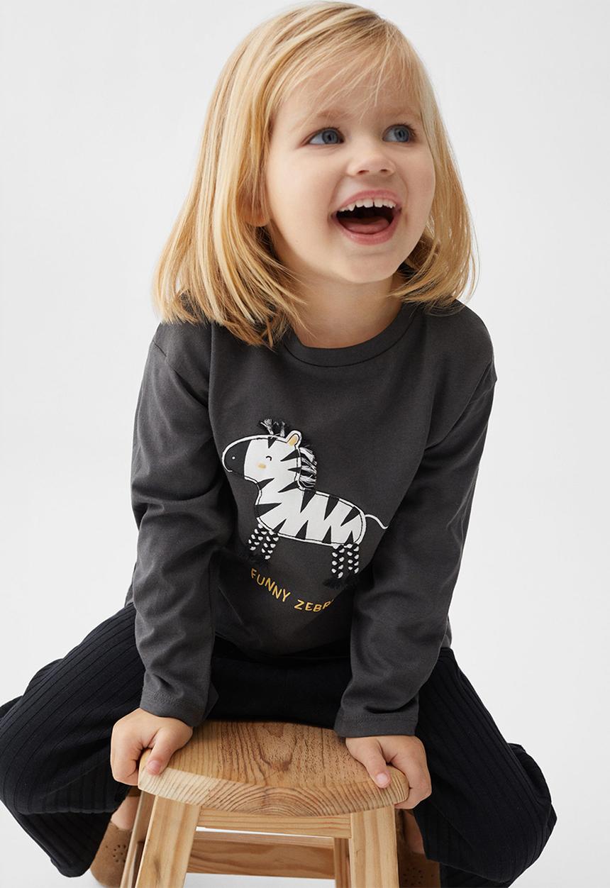 MANGO - T-shirt zebra - charcoal