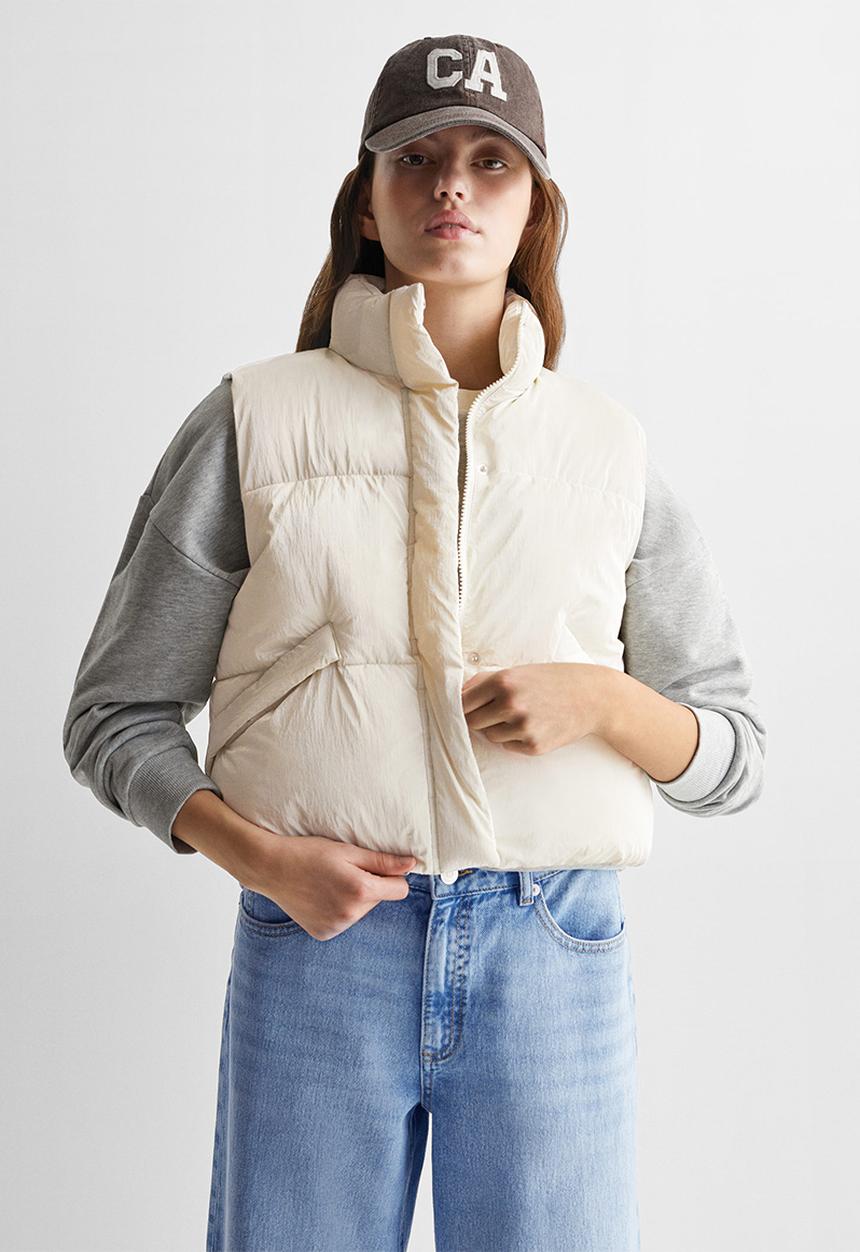 MANGO - Waistcoat shinny - light beige