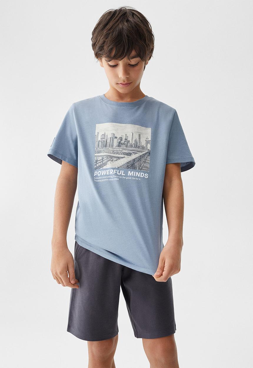 MANGO - T-shirt urban - blue