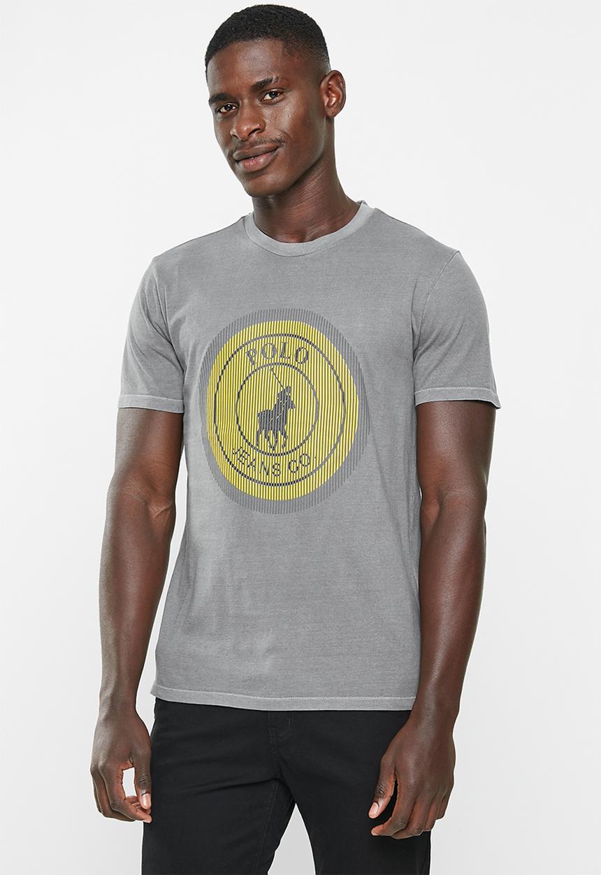 POLO - Mens pjc overdyed printed short sleeve tee - charcoal
