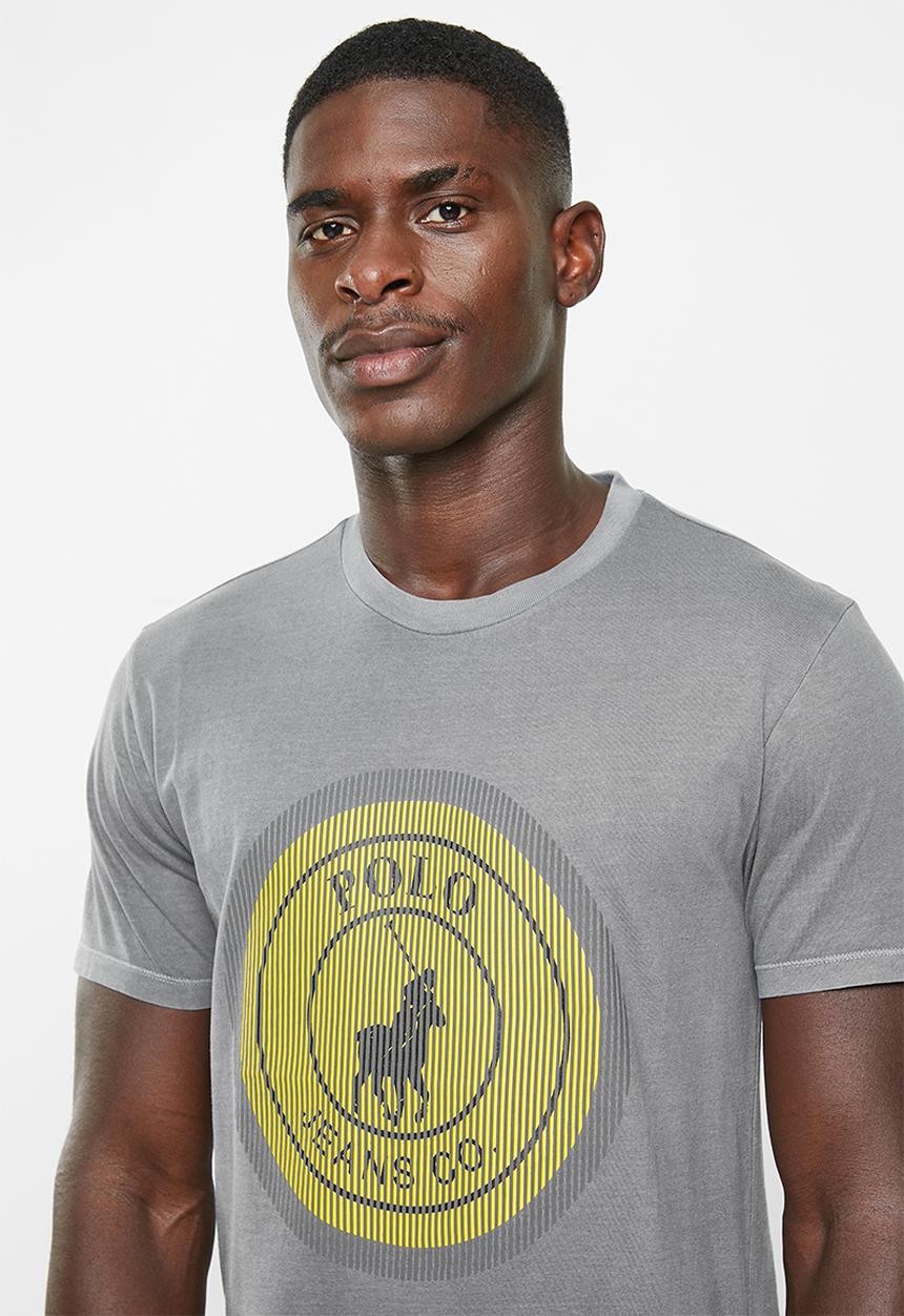 POLO - Mens pjc overdyed printed short sleeve tee - charcoal