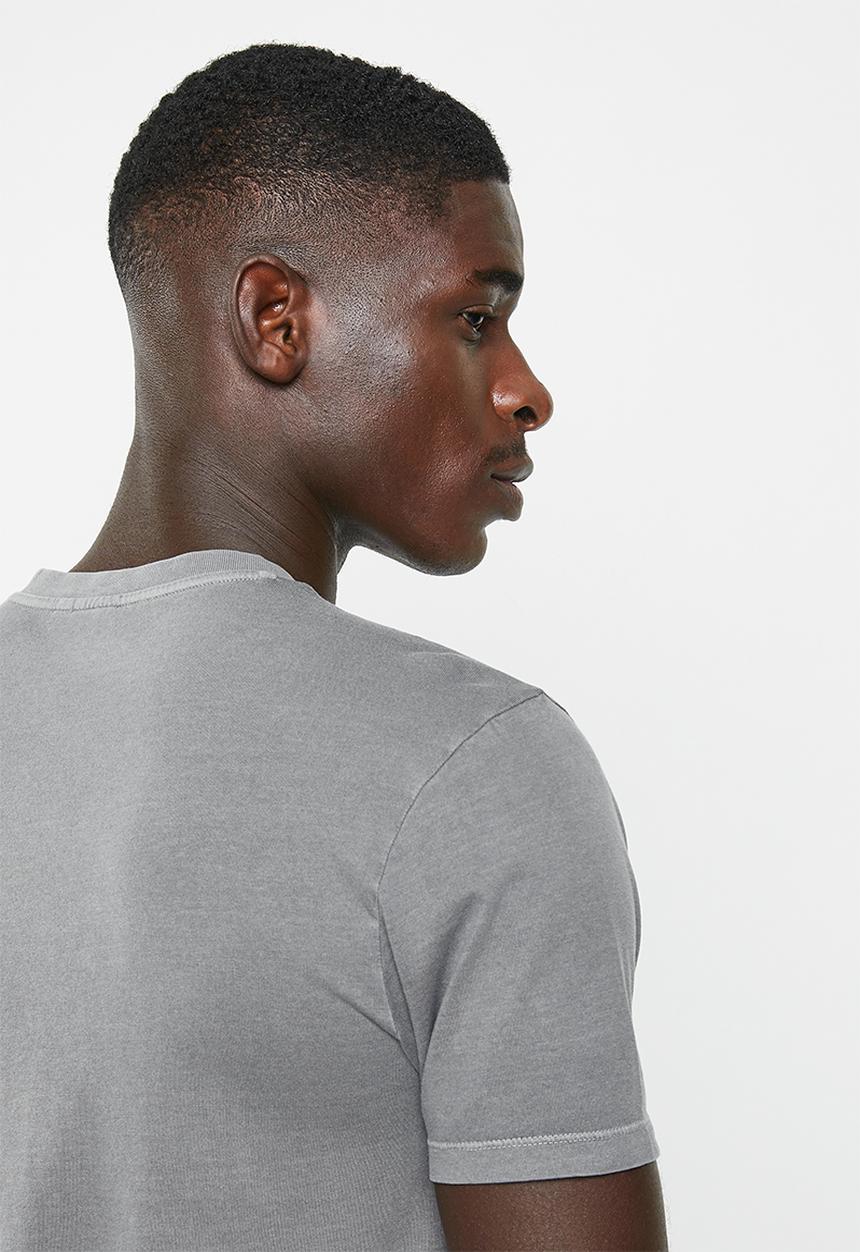 POLO - Mens pjc overdyed printed short sleeve tee - charcoal