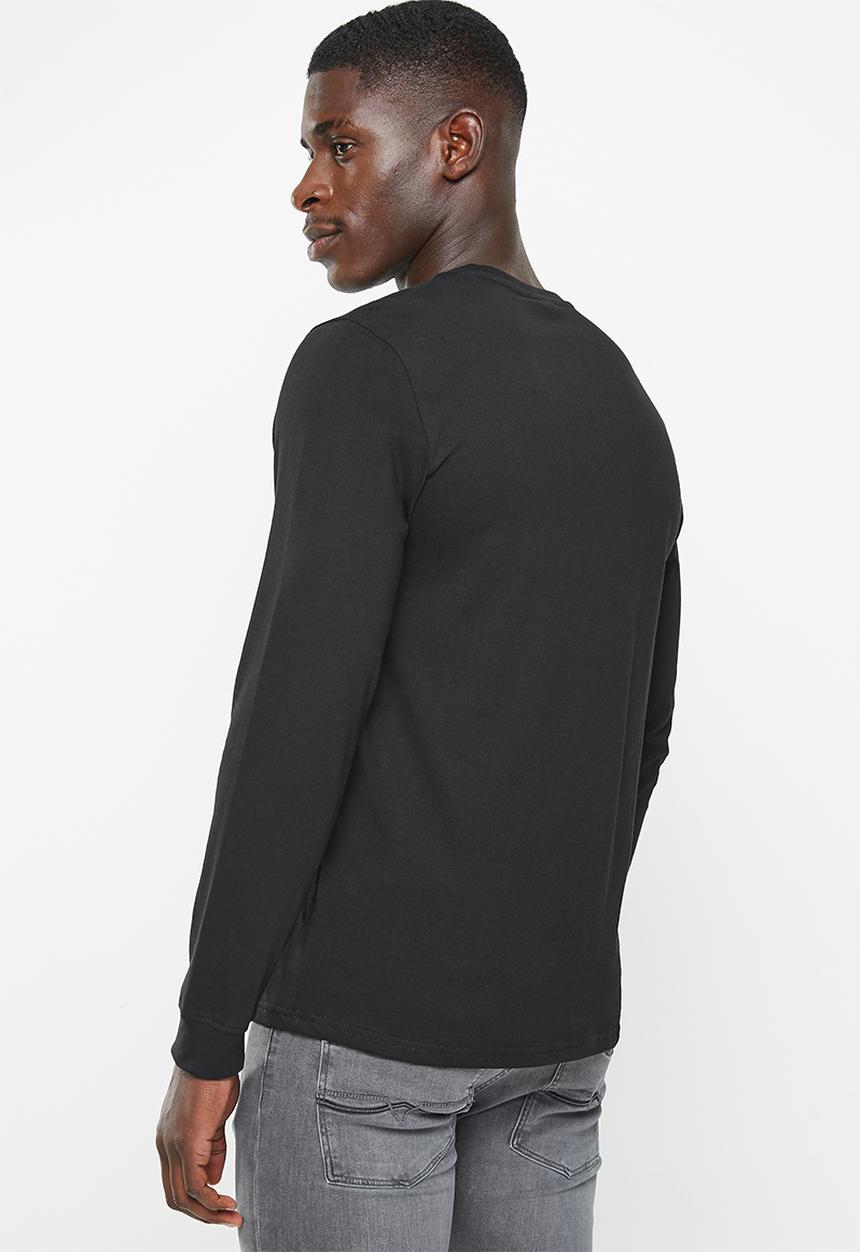 POLO - Mens crew neck long sleeve tee - black