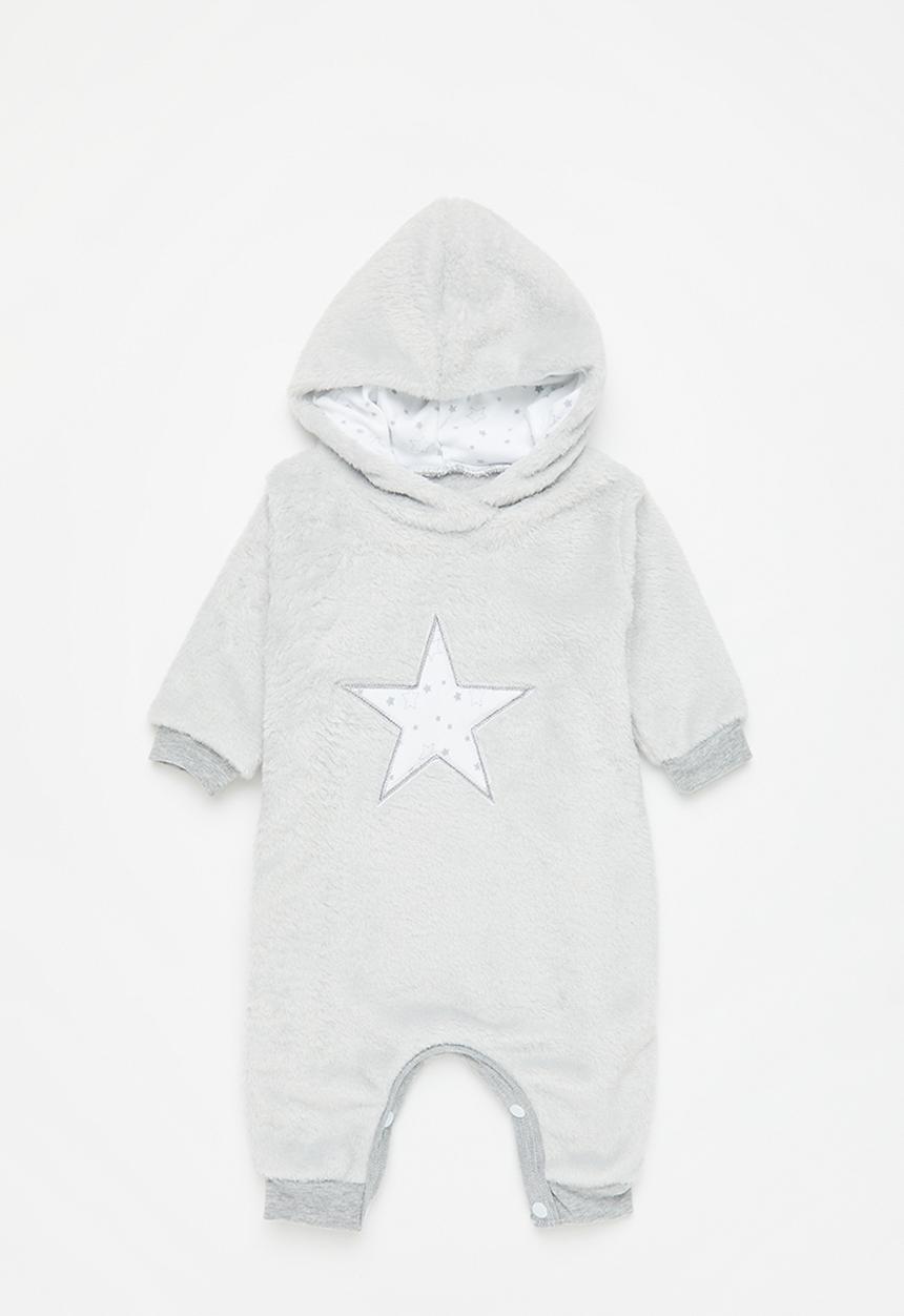 Little Lumps - Fluffy star babygro - grey