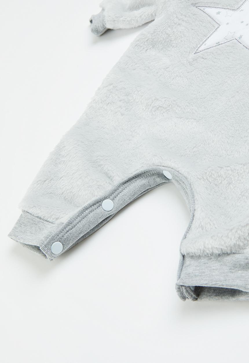 Little Lumps - Fluffy star babygro - grey