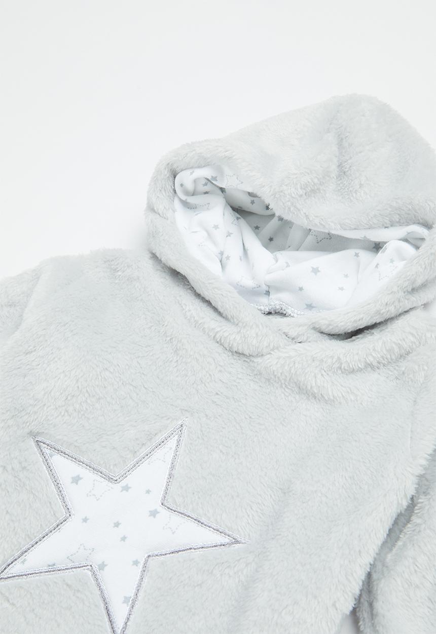Little Lumps - Fluffy star babygro - grey