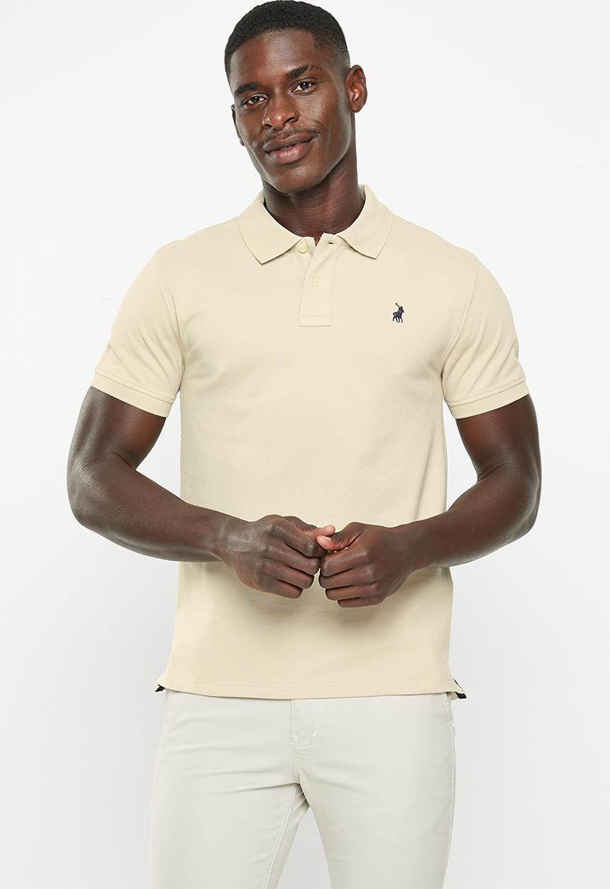 POLO - Mens pique short sleeve golfer - stone