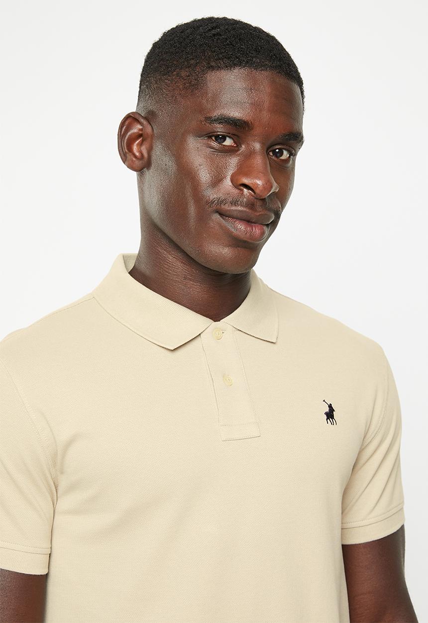 POLO - Mens pique short sleeve golfer - stone