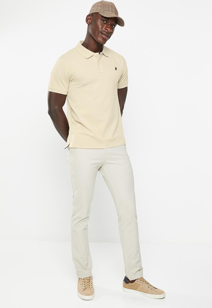 POLO - Mens pique short sleeve golfer - stone