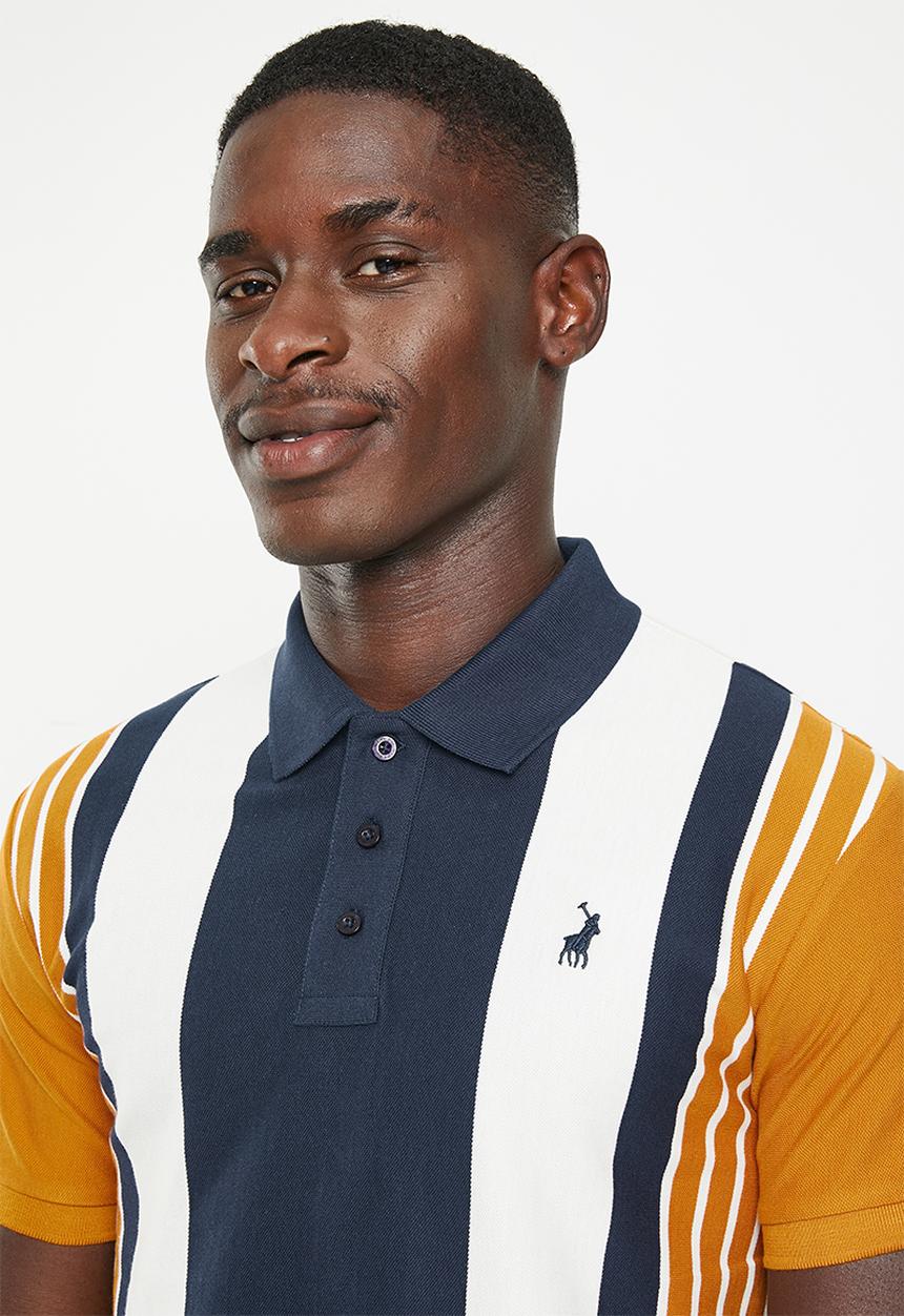POLO - Mens vertical stripe short sleeve golfer - multi 